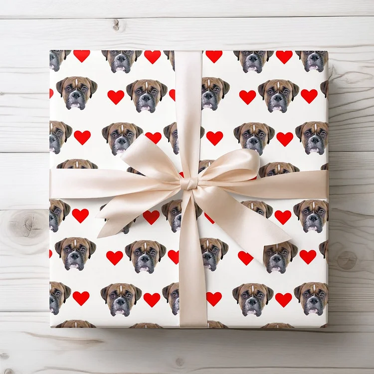 Custom Pet Dog Face Wrapping Paper Personalized Birthday Party Paper Christmas Gifts