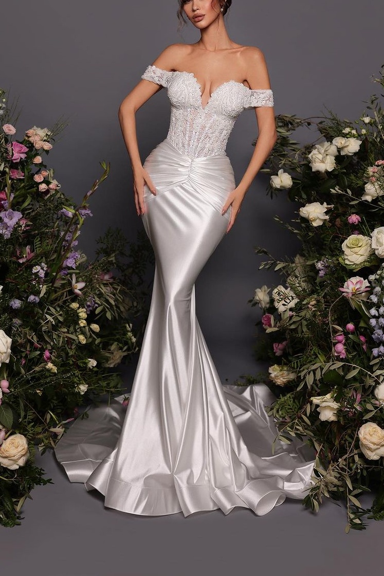 Sexy Off-the-shoulder Mermaid Shape Of The Prom Dress With Applique Risias