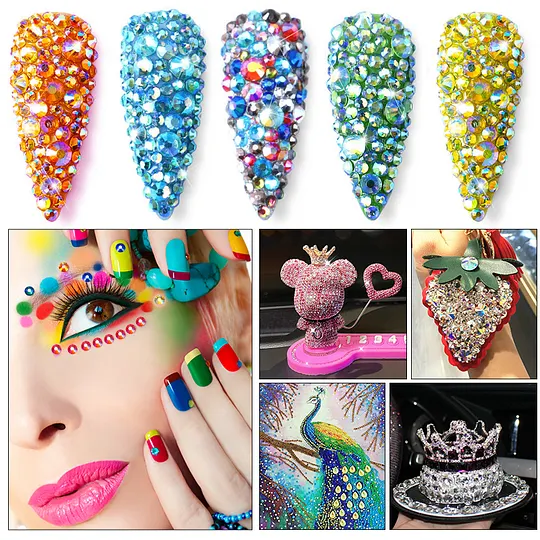 Strass à Dos Plat Opale Crystal Violet - SS30, 288 Pièces, Pour Nail Art, Maquillage, DIY