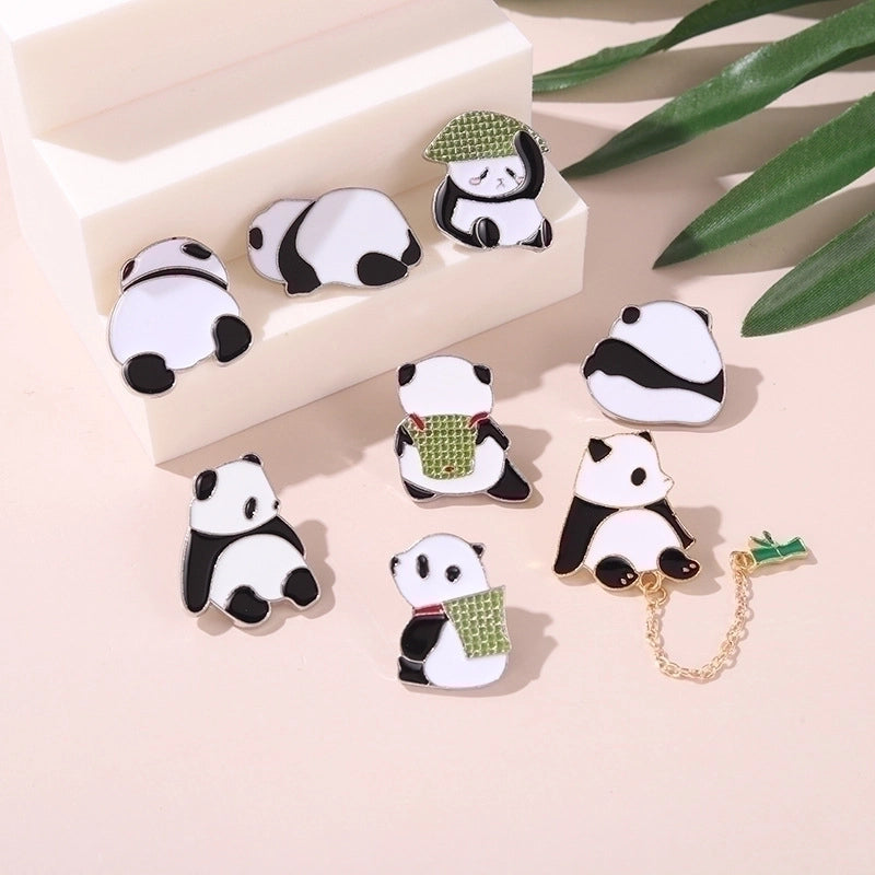 Chinoiserie Pin Panda Alloy Plating Unisex Brooches