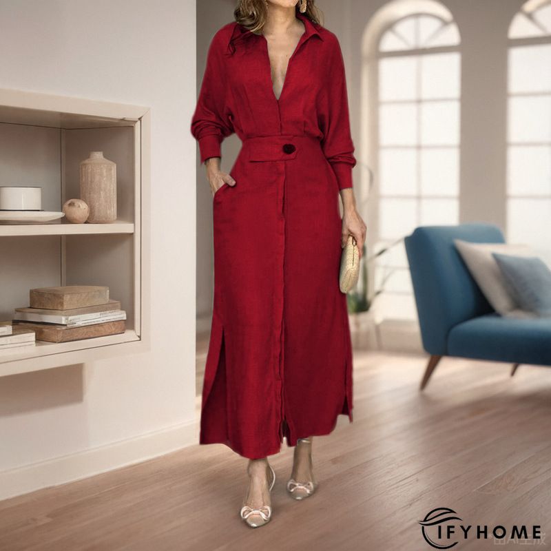 Velvet Long Sleeve Casual Solid Knitting Dress | IFYHOME