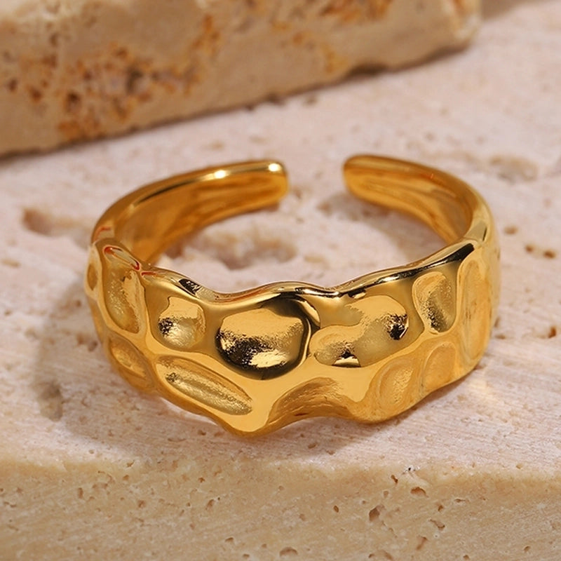 Elegant Minimalist Classic Style Solid Color 304 Stainless Steel Zircon Inlay Open Rings