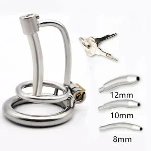 pornhint Pornhint Male Stainless Steel Chastity Cage Belt Device Urethral Sounds Tube Lock Bondage