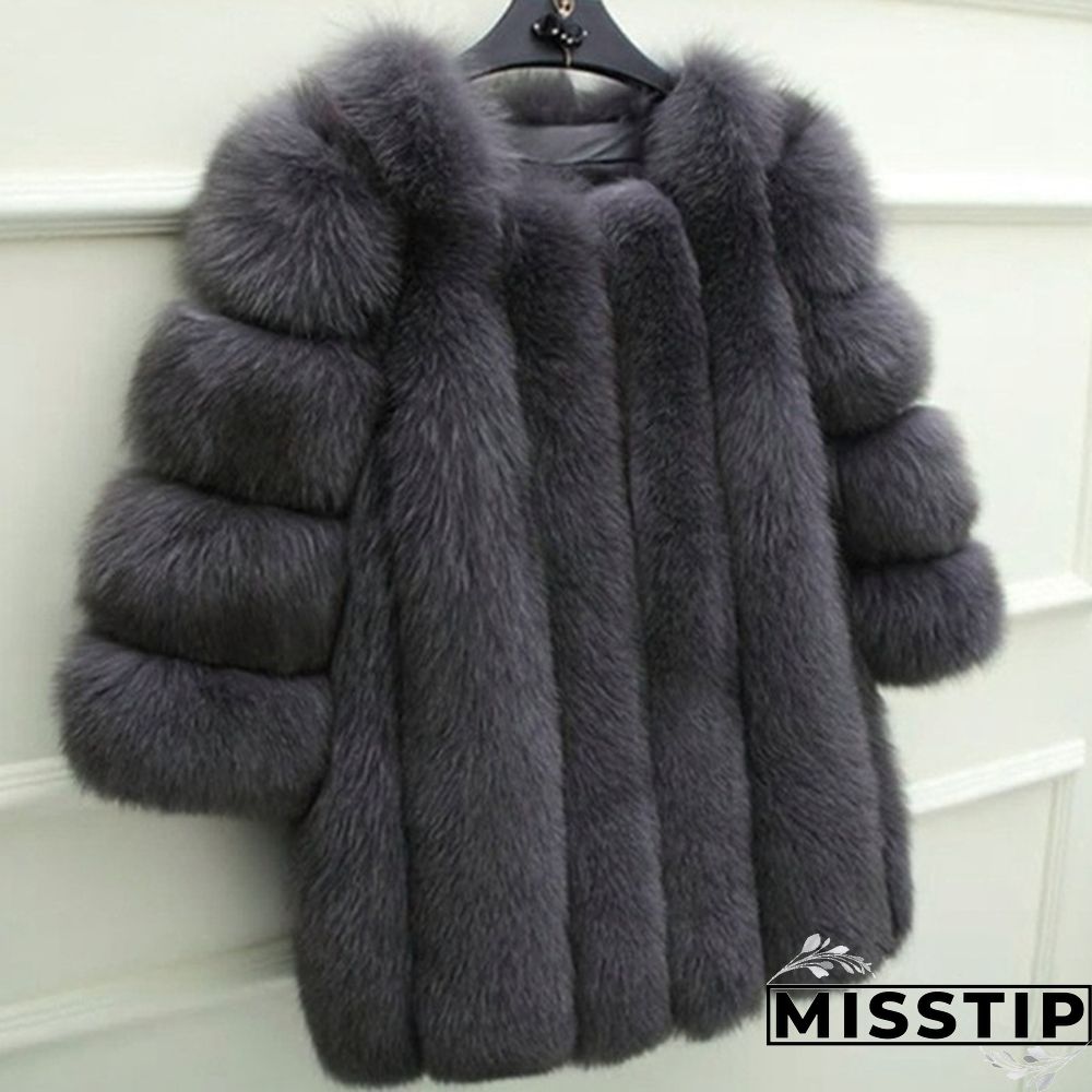 Women Winter Top Fashion Faux Fur Coat Elegant Thick Warm Outerwear Fake Fur Ladies Jacket Coat