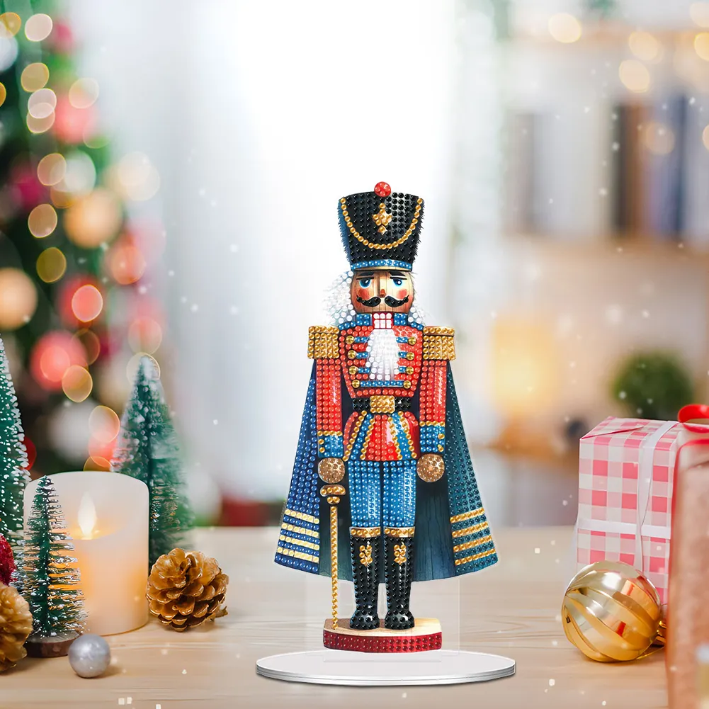 5D DIY Xmas Nutcracker Acrylic Special Shape Diamond Painting Desktop Decors