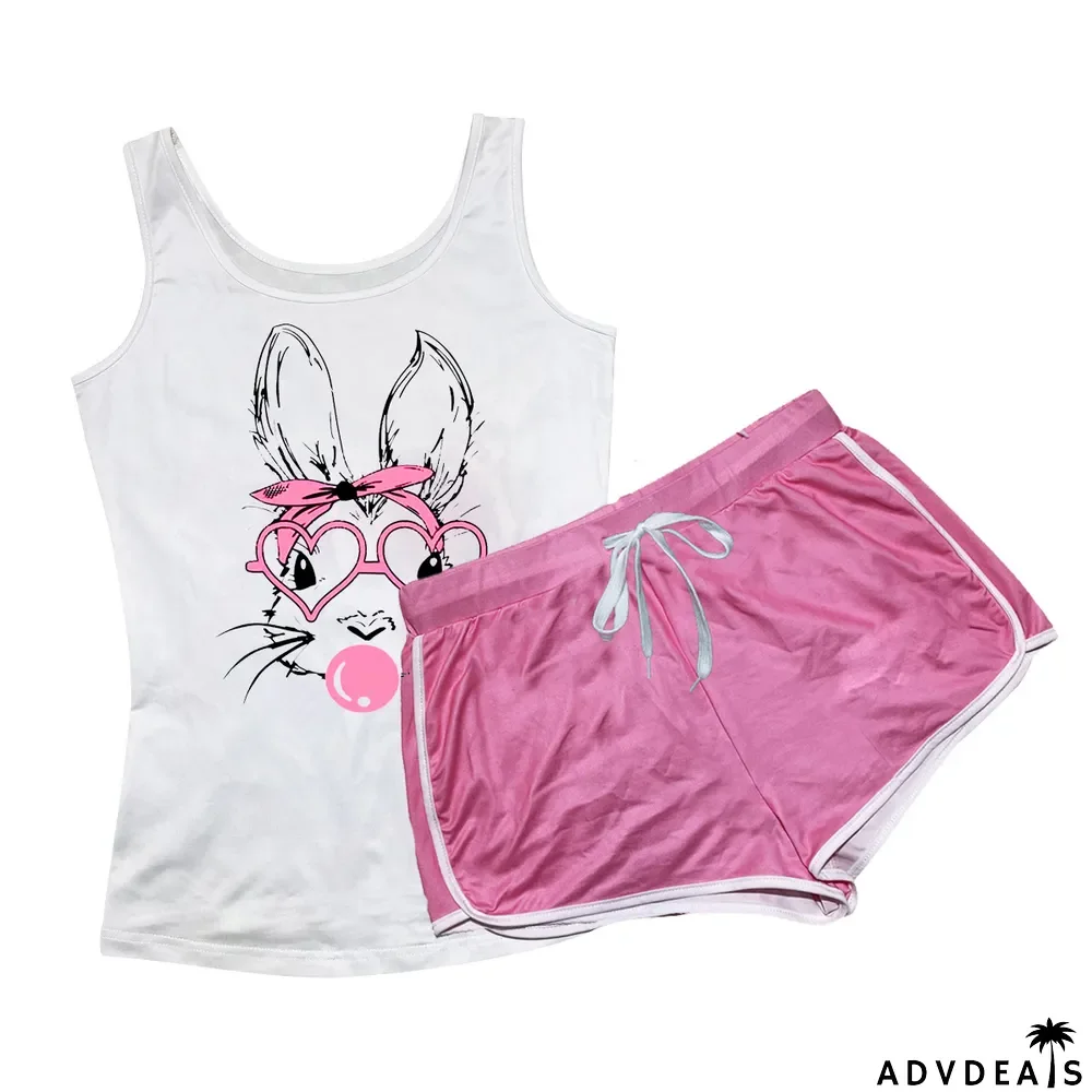 Women'S Clothes Sexy Rabbit Printed Camisole Shorts Set Two-Piece Set