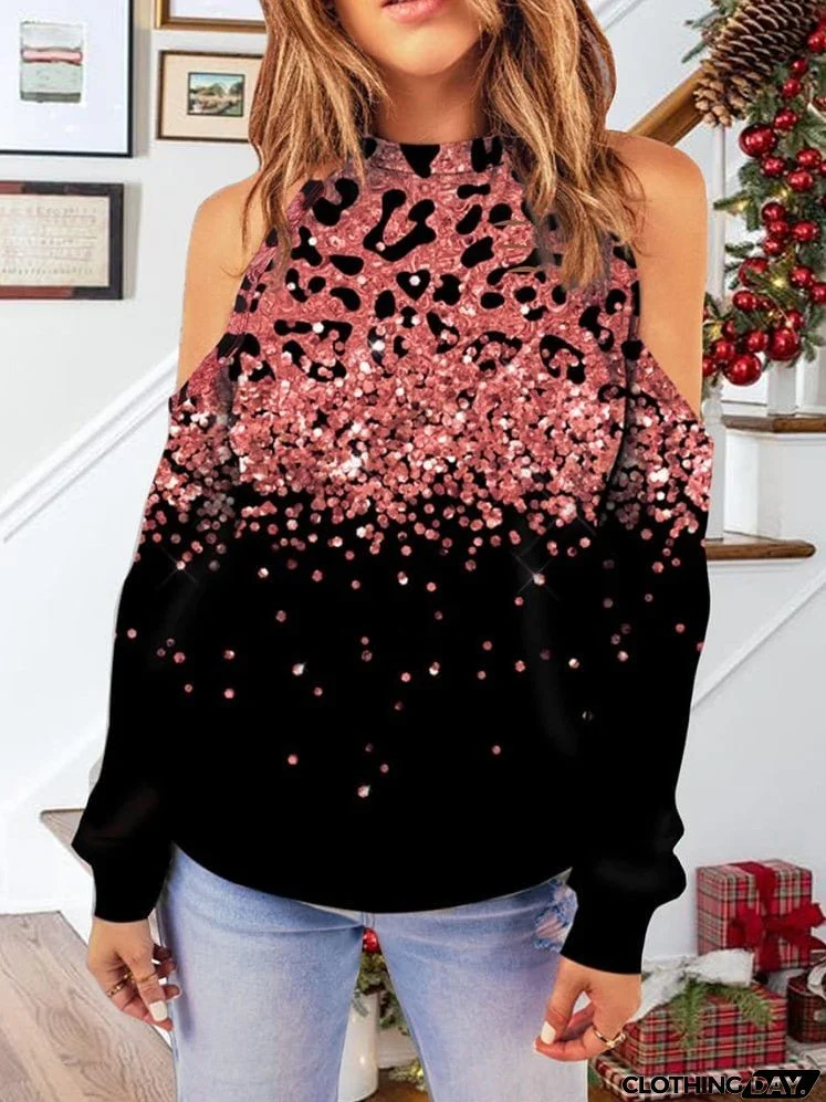 Gradient Off Shoulder Long Sleeve Sweatshirt