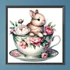 Kaninchen und Pfingstrose - Rundbohrer Diamantmalerei - 40*40cm