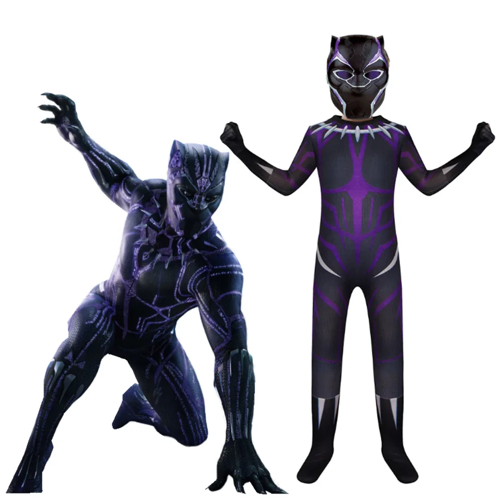 Kids Chilldren Black PantherWakanda Forever Cosplay Costume Jumpsuit Mask Outfits Halloween Carnival Suit