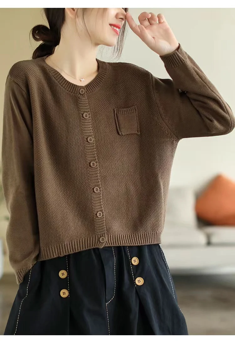 Chicfifth Sweater Women Winter Long Sleeve High Quality Autumn Vintage Top Knitted Cardigan