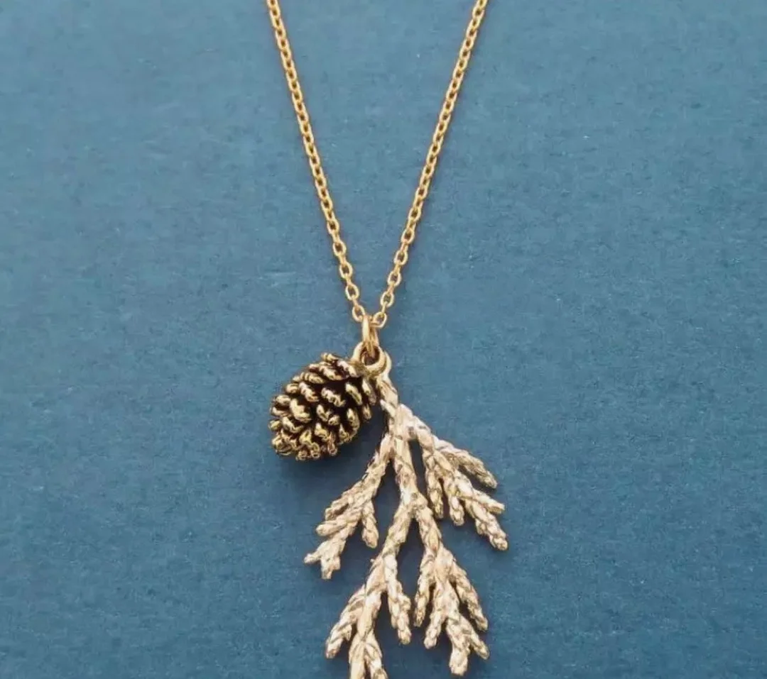 Pine Cone Necklace Gold