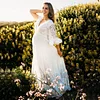 Maternity Long Sleeve Lace Floral Gown Maxi Photography Dress