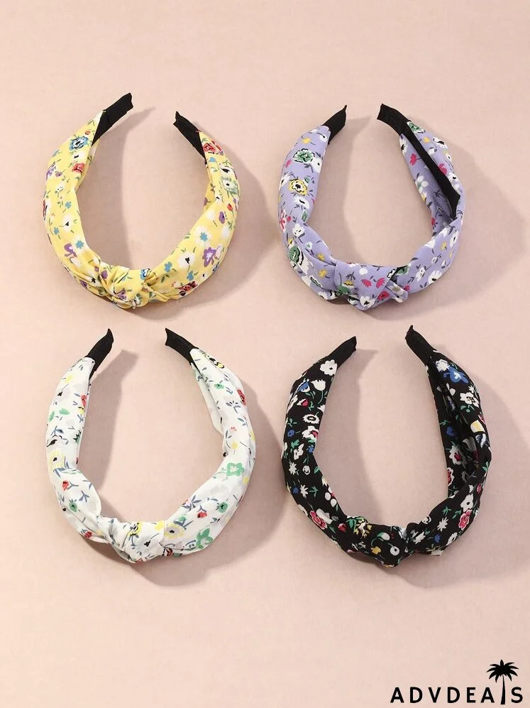 4pcs Ditsy Floral Pattern Hair Hoop