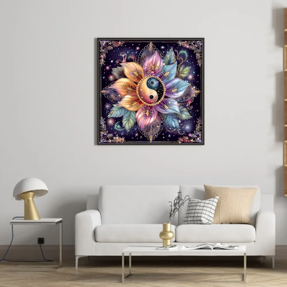 11CT Full Counted Cross Stitch - Tai Chi Flower(Canvas|50*50CM)