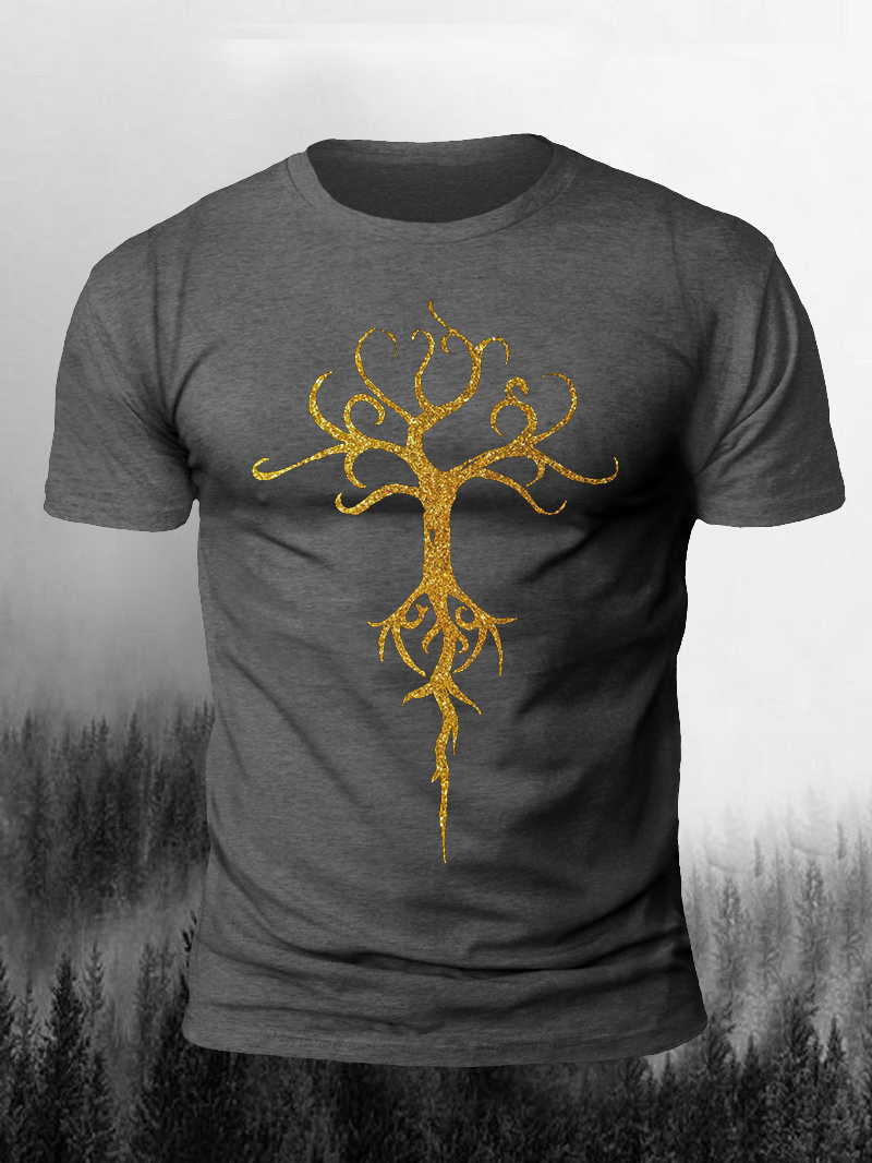 Golden Tree Life Print Short Sleeve T-Shirt