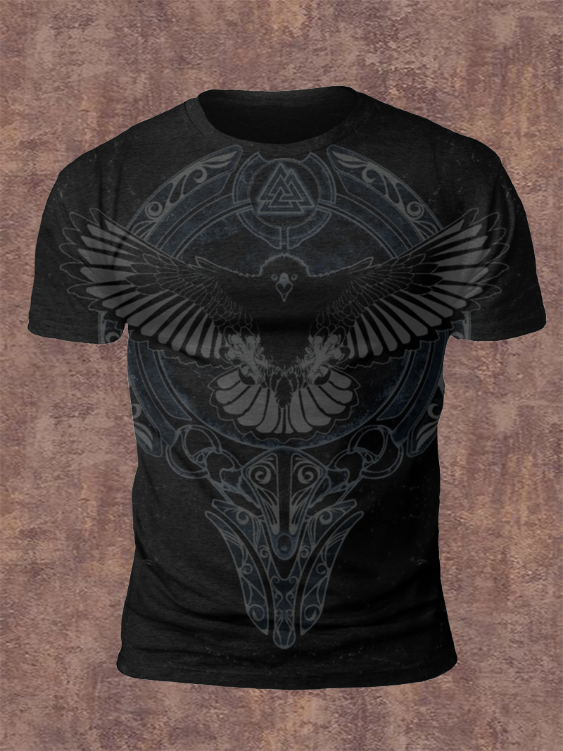 Men's Viking Vegvisir Celtic Eagle Graphic  Print Short Sleeve T-Shirt