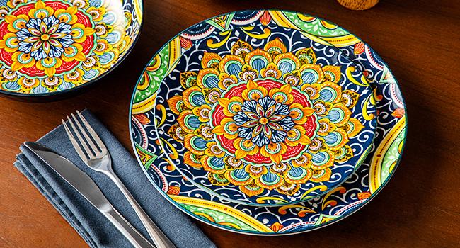 vancasso 12/16/18/24 Pieces Dinnerware Sets, Plates and Bowls Set, Porcelain Dishes Set for 4/6, Microwave and Dishwasher Safe, Scratch Resistant, Bohemian Style Dining Ware Service for 6, Series SIMI vancasso 12/16/18/24 Pieces Dinnerware Sets, Plates and Bowls Set, Porcelain Dishes Set for 4/6, Microwave and Dishwasher Safe, Scratch Resistant, Bohemian Style Dining Ware Service for 6, Series SIMI