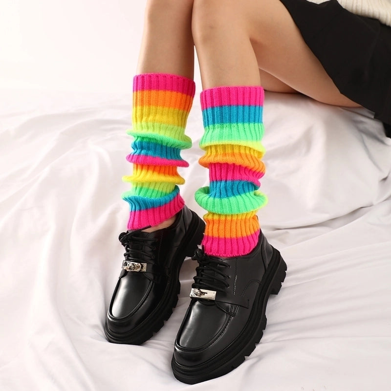 Women’s Fashion Stripe Solid Color Acrylic Jacquard Over The Knee Socks