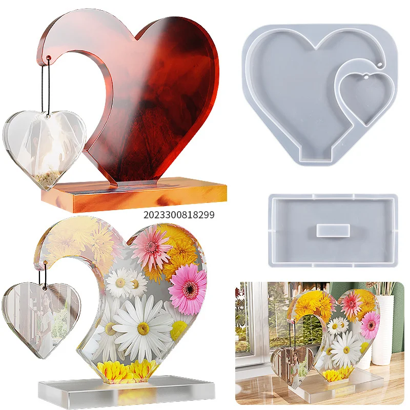Big Heart And Small Heart Joint Photo Frame Silicone Mold