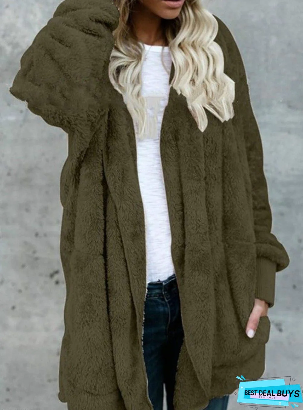 Casual Warm Plush Mid-Length Coat
