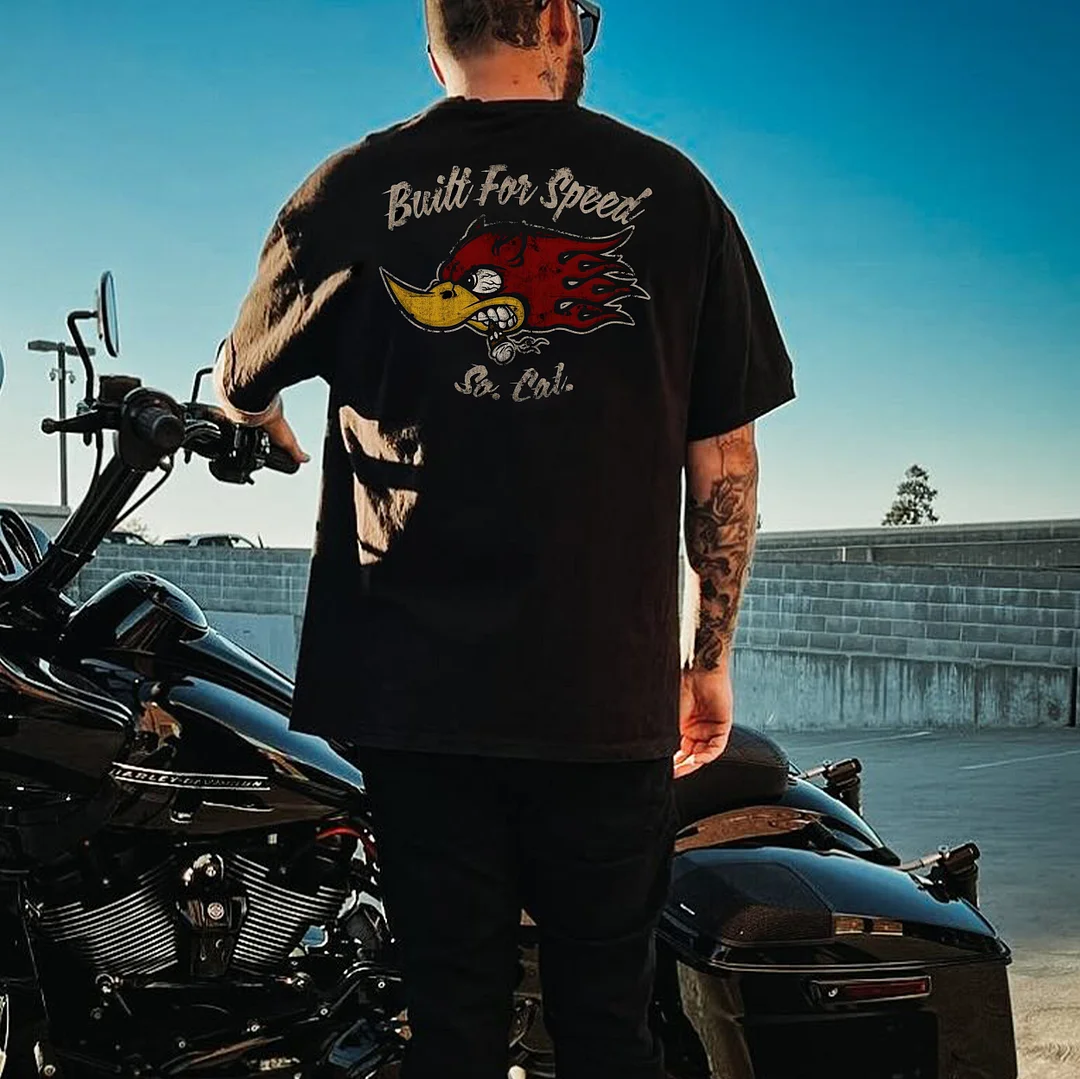 BUILT FOR SPEED Fire Bird Black Print T-Shirt