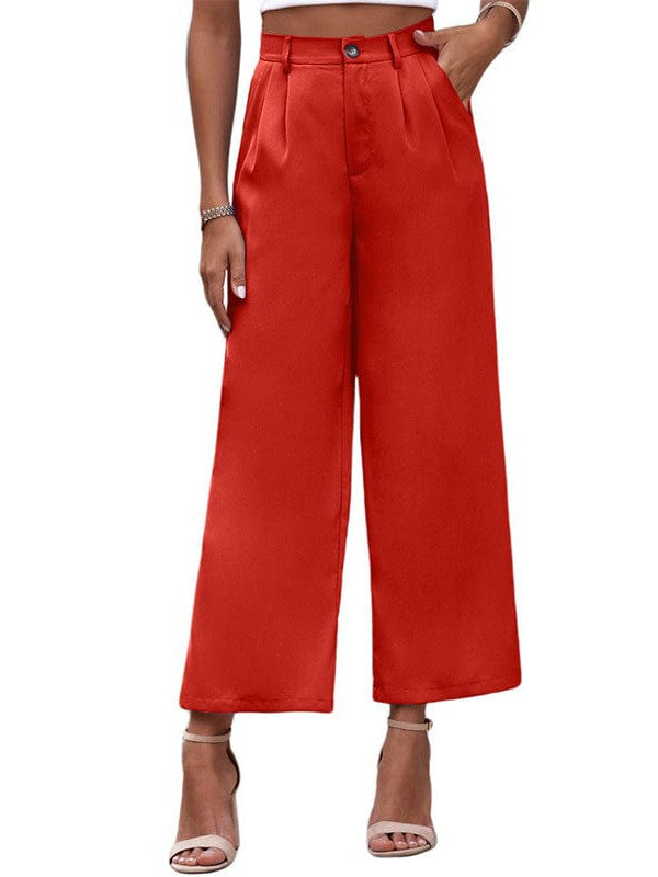 Chic High Waist Wide Leg Trousers In Various Colors - Comfortable, Slim Fit Pants For Women