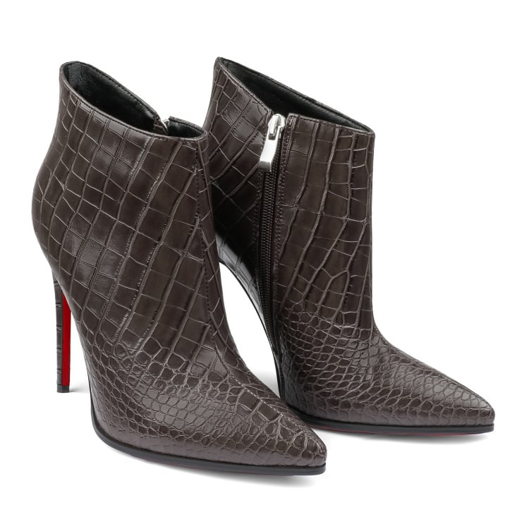 120mm Ladies Party Classic Stiletto Fashion Crocodile Print Ankle Boots Red Bottoms Heels