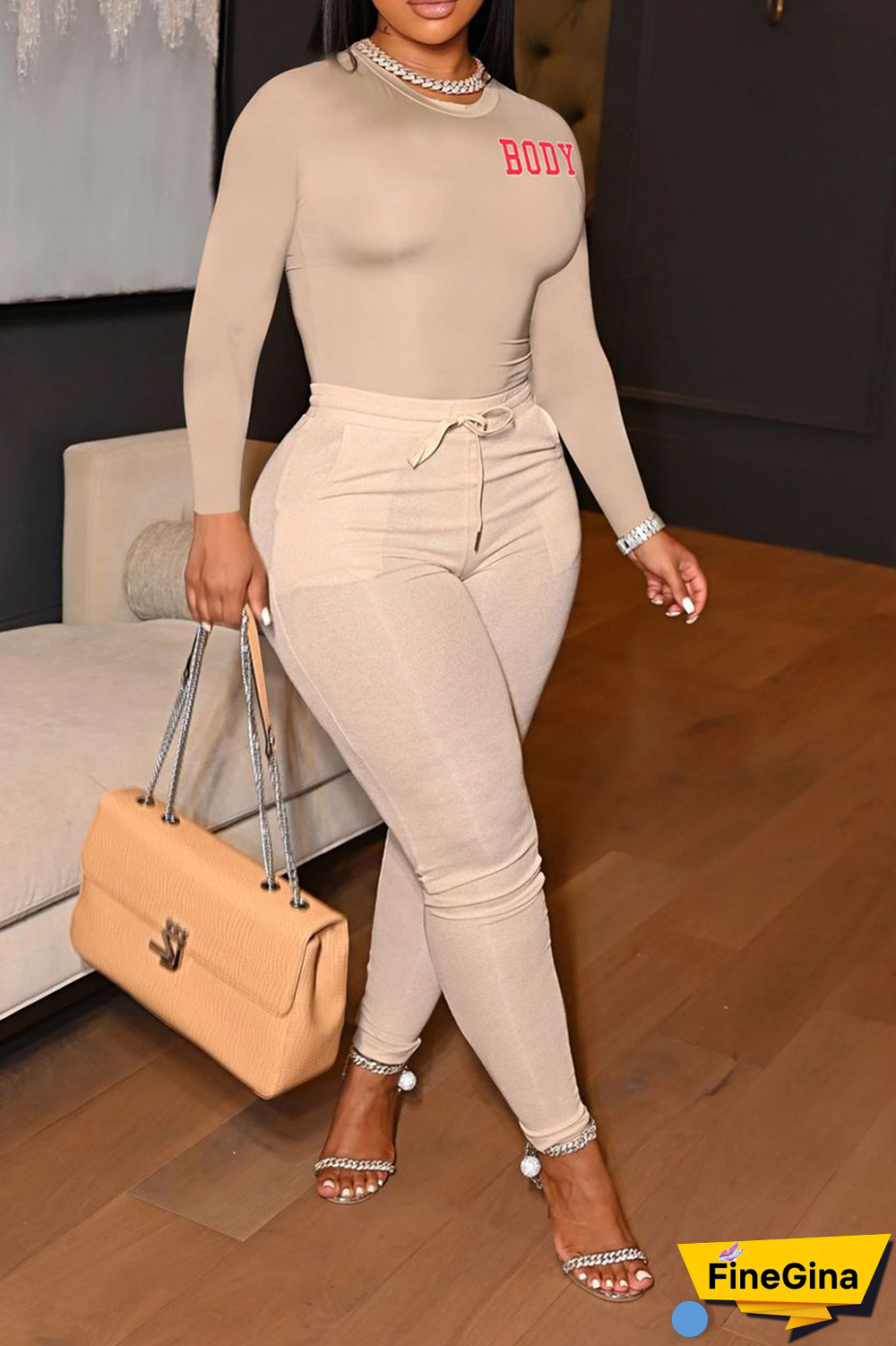 Pink Casual Print Patchwork O Neck Long Sleeve Two Pieces