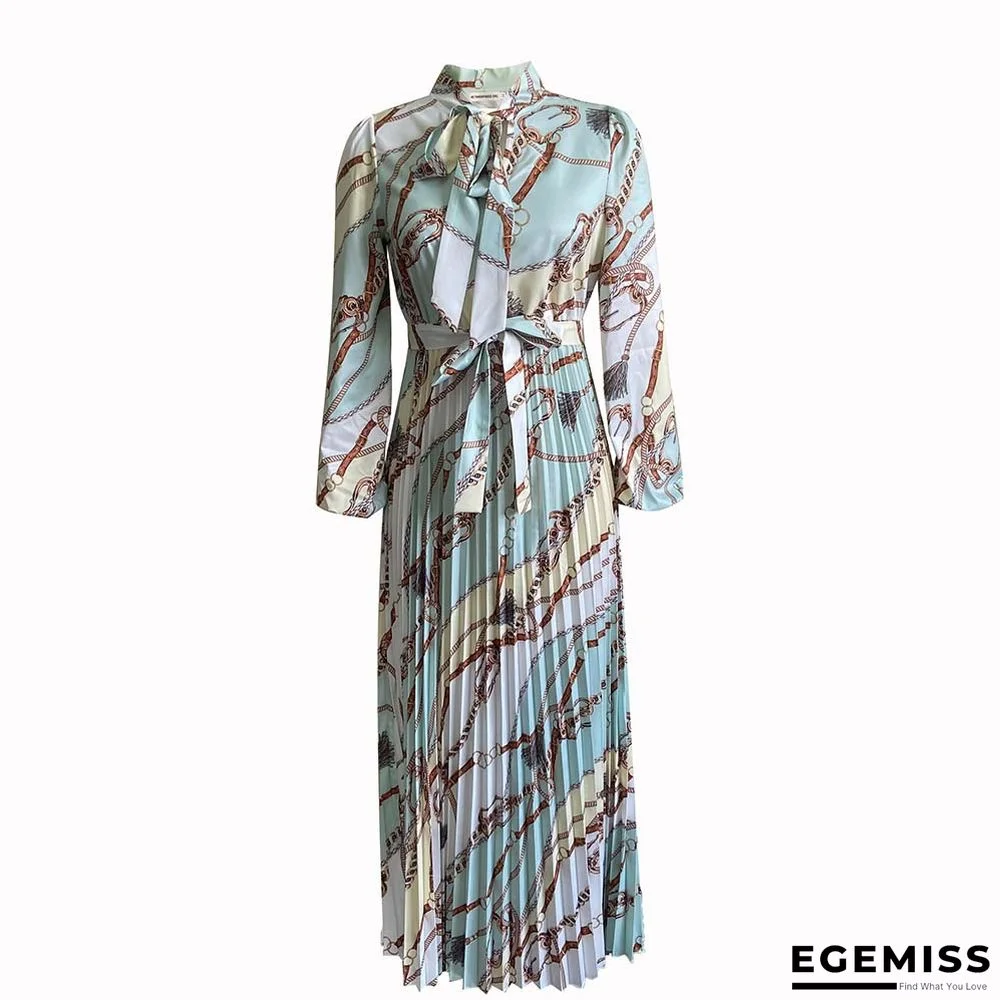Printed Pleated Strap Long Skirt Plus Size Dress | EGEMISS