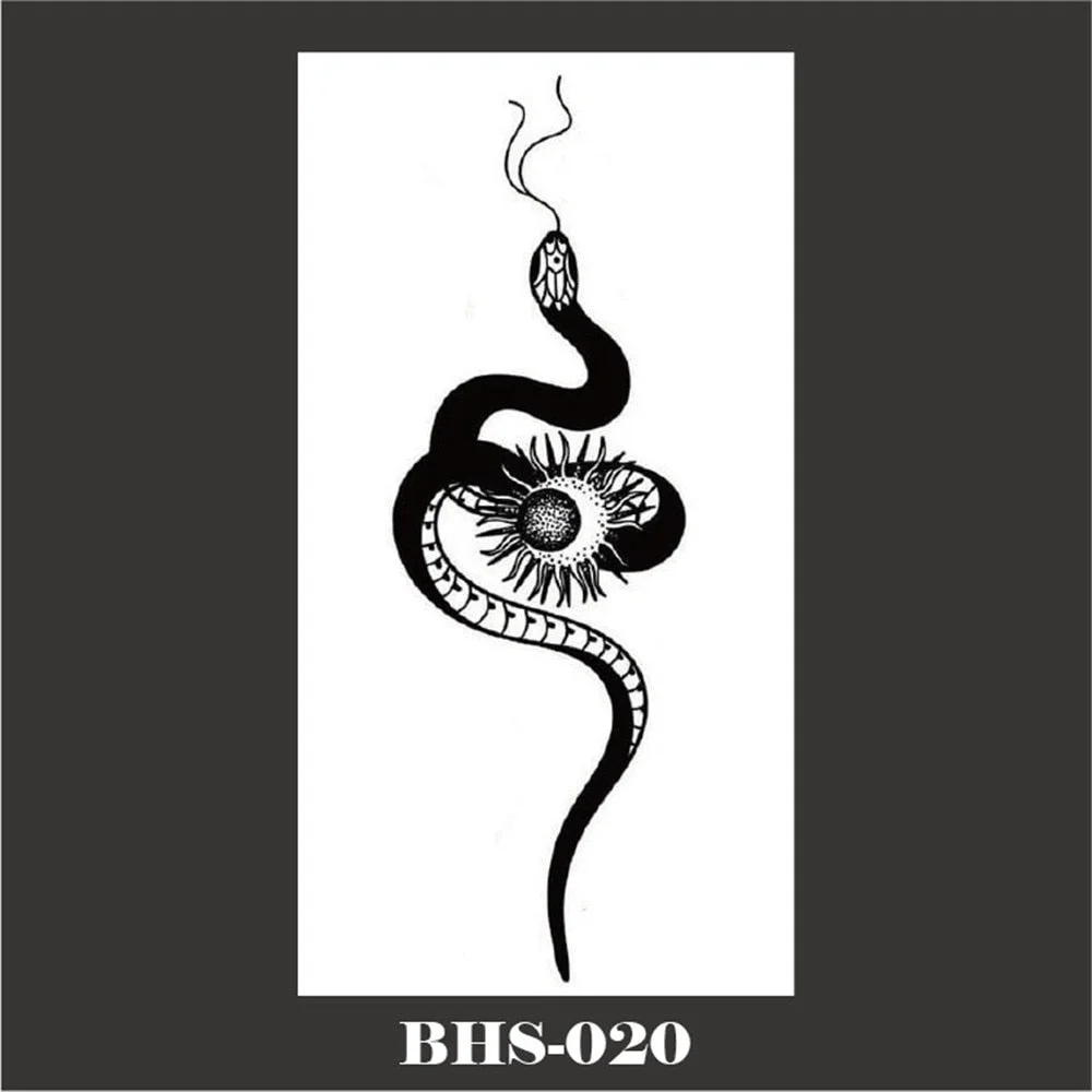 2022 New Snake Tattoo Stickers Dark Tide Cool Flower Snake Skull Tattoo Stickers For Body Art Arm Sleeves Snake Flowers