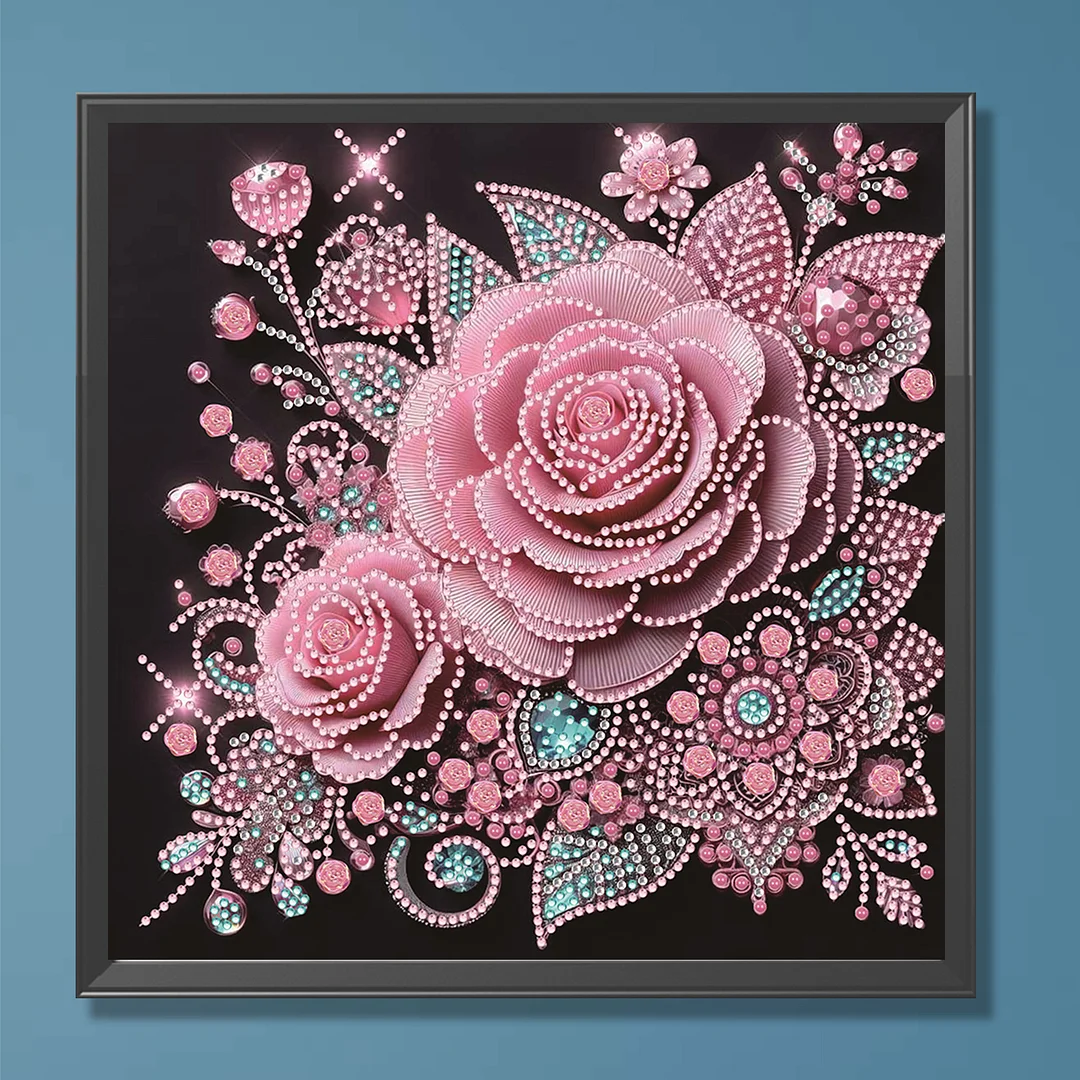 Rose Special Shaped 5D DIY Partial Drill Diamond Painting Kit Home Art 30x30cm