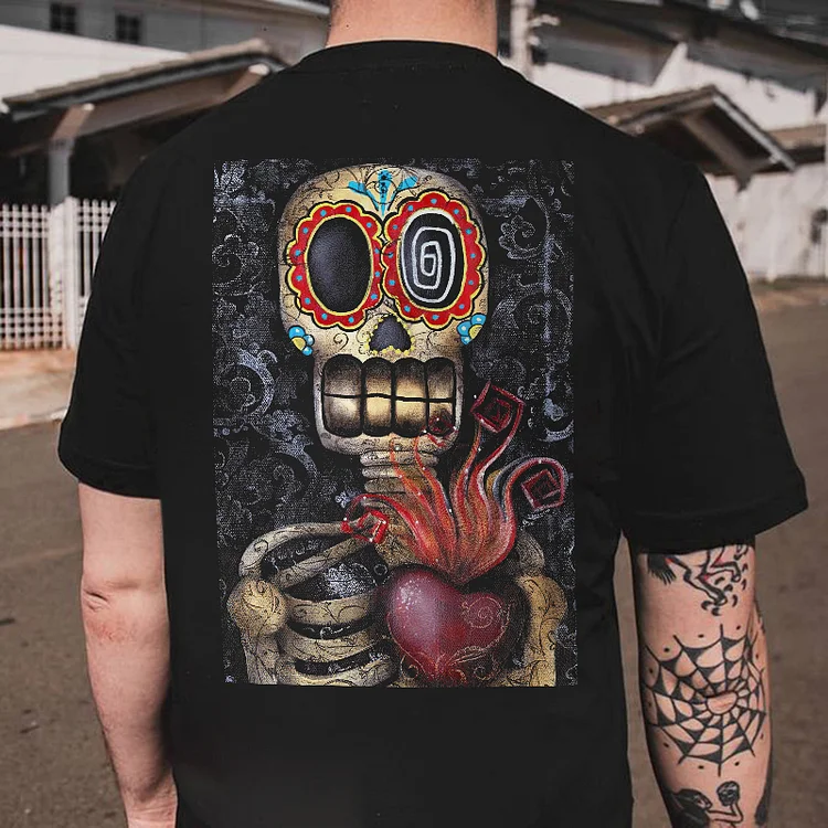 Funny Graphic Crazy Skull Print Men's T-shirt