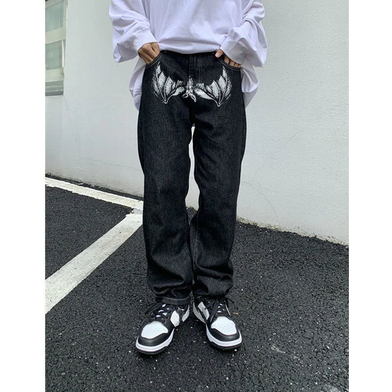 New Gothic High Street Style Wide Leg Baggy Jeans Trend Techwear Shop