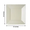 10 Pack | 8" Glossy Ivory Square Plastic Dessert Appetizer Plates With Wide Rim