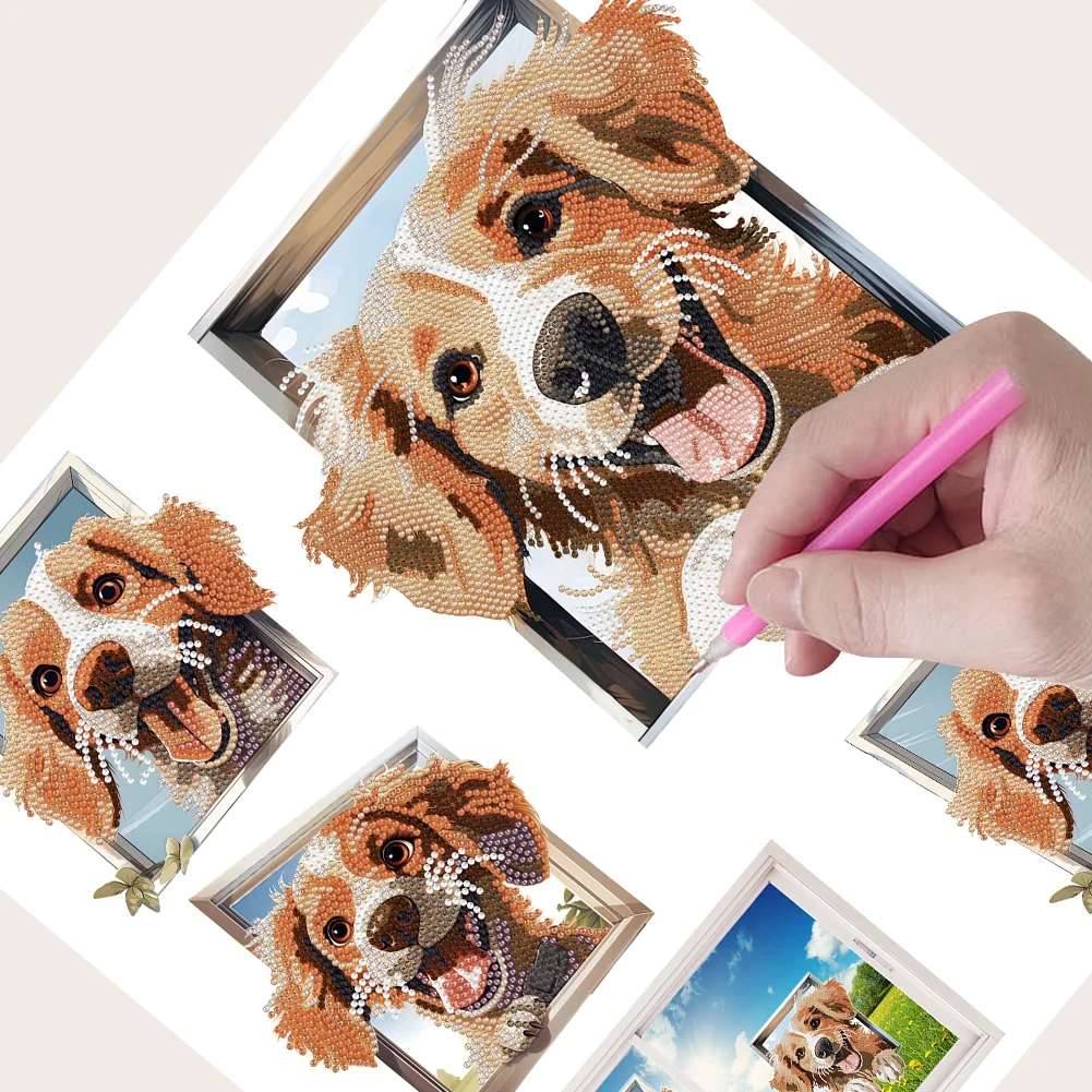 DIY Puppy Diamond Painting Sticker Diamond Art Craft Mosaic Sticker for Kid Gift