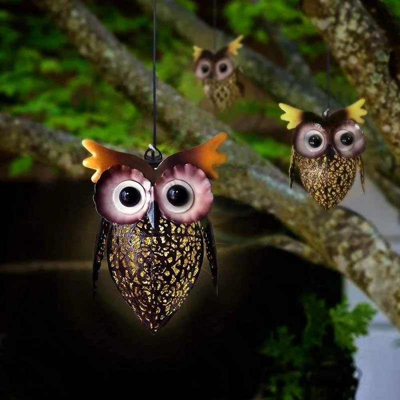 Solar Powered Decorative Metal Hanging Owl