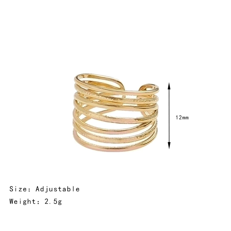 Classic Style Solid Color 304 Stainless Steel 18K Gold Plated Plating Open Ring