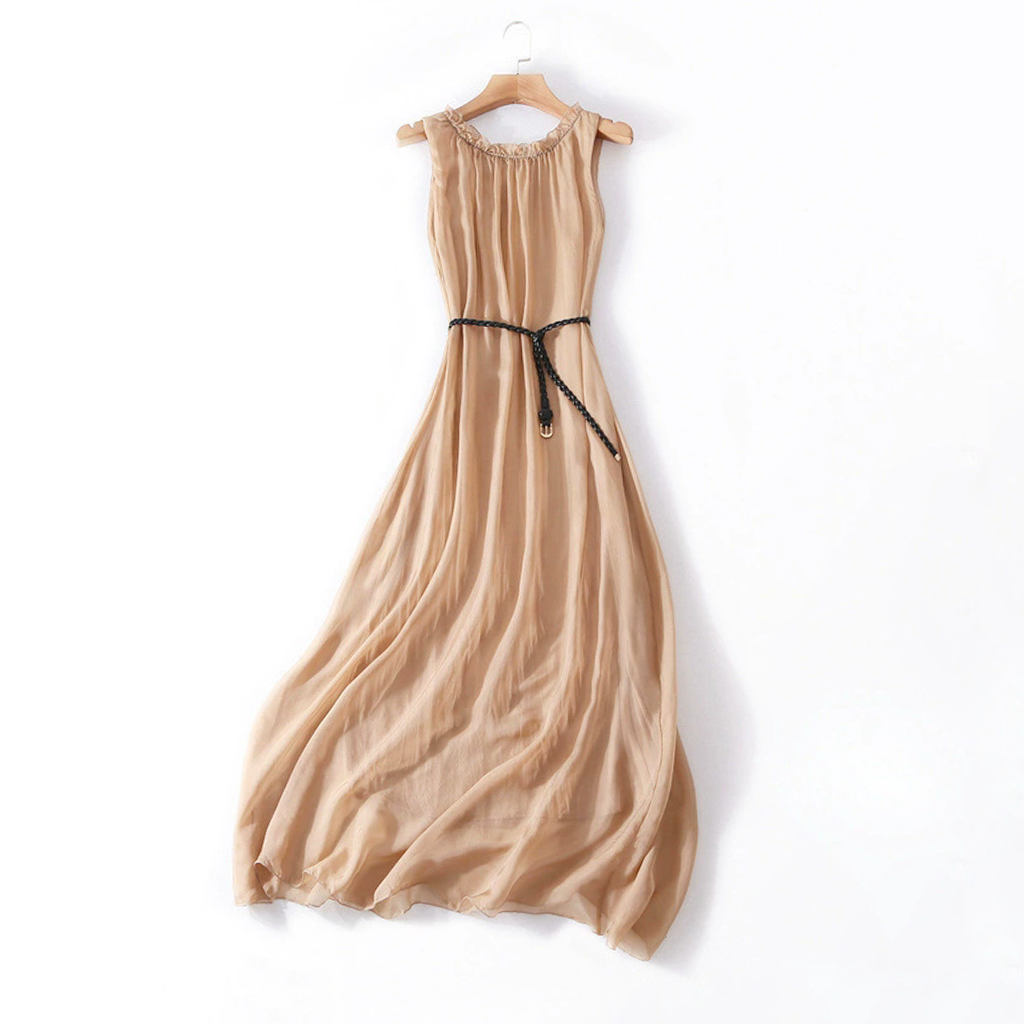 Silk Sleeveless Dress Multi-Color For Vacation REAL SILK LIFE