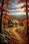 Luxury AB Velvet Diamond Painting Kit - Village Landscape