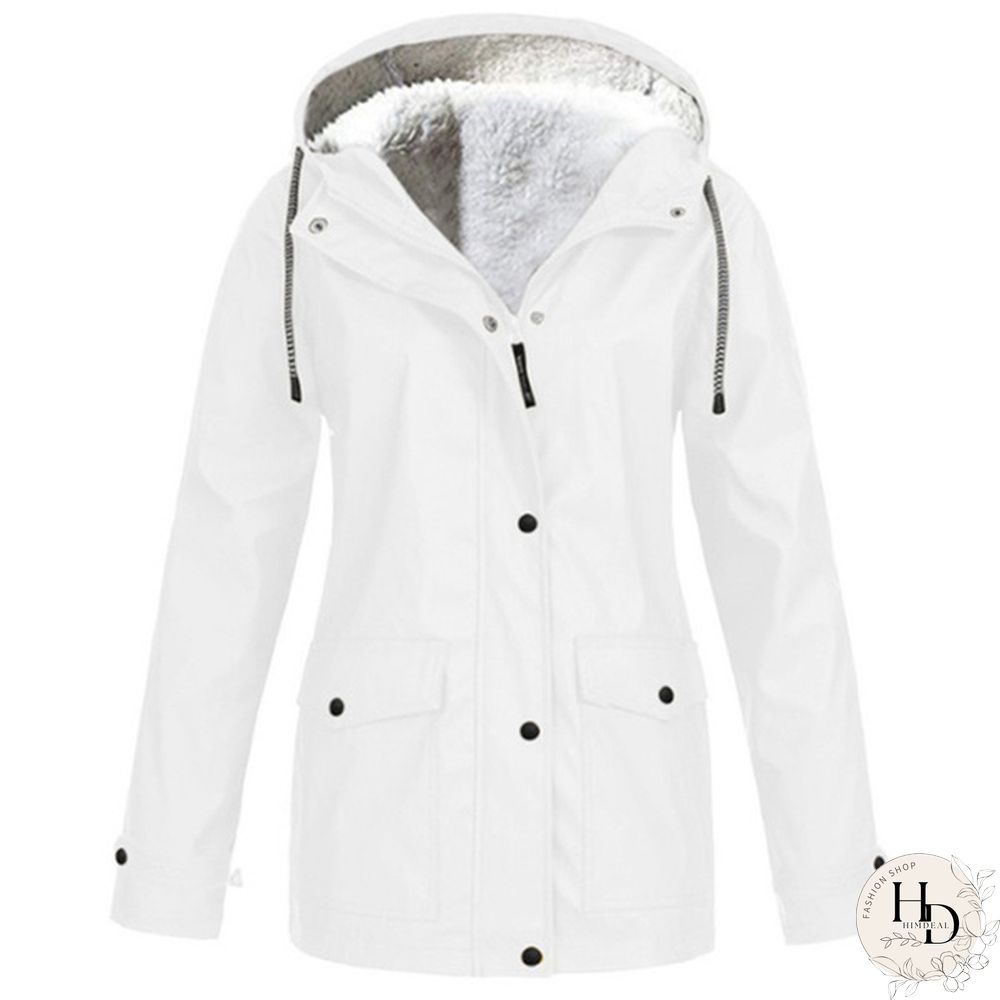 Womens Winter Coats-Solid Plush Thickening Jackets for Outdoor Hiking Plus Size Hooded
