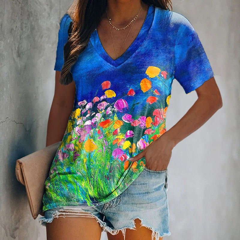 Art Flowers Painting Print Women's T-shirt