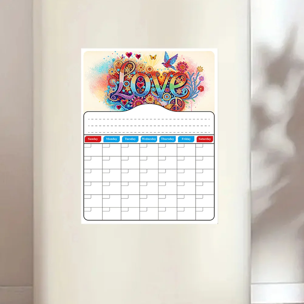 LOVE DIY Diamond Painting Fridge Stickers Calendar for Fridge Whiteboard