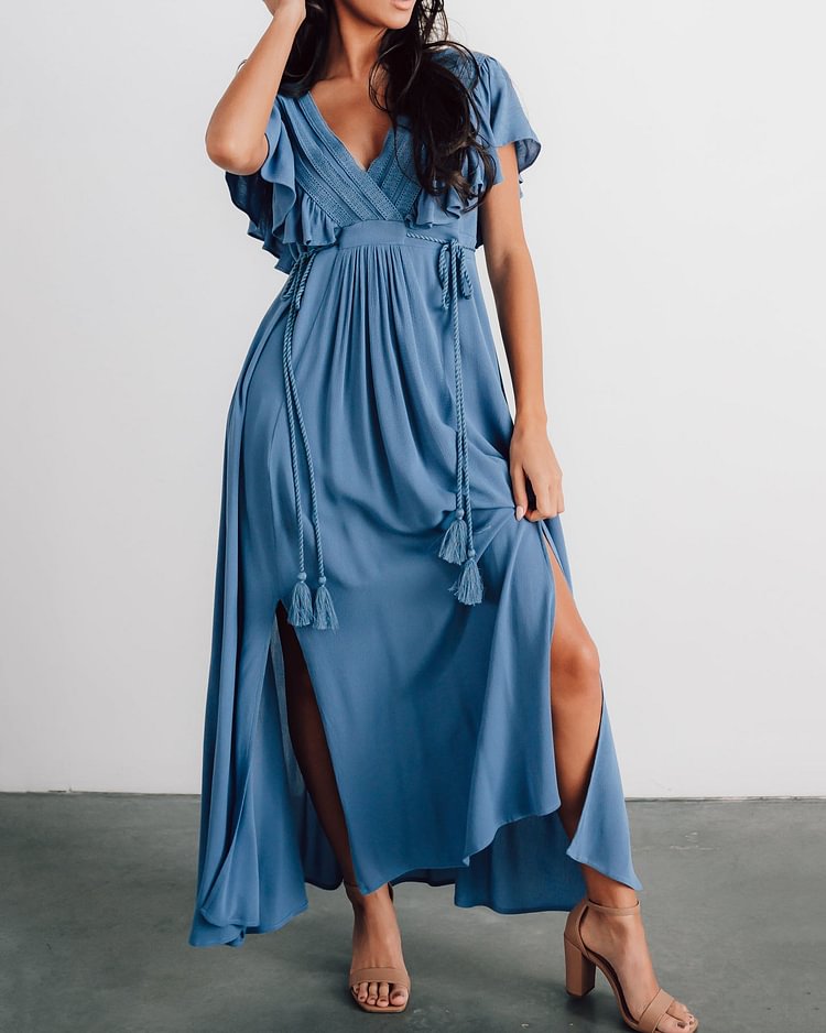 Deep V Tassel Maxi Dress