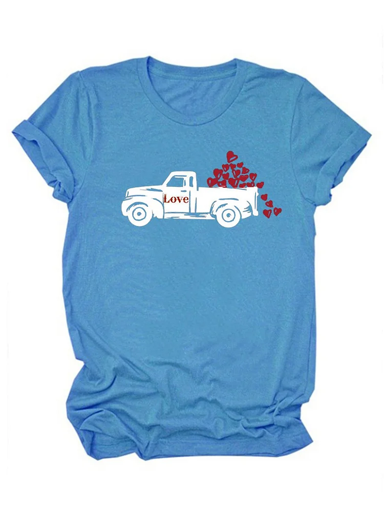 Bestdealfriday Valentine's Day Carries A Lot Of Heart Shaped Trucks Graphic Tee