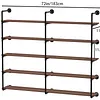 [US Local Warehouse] Industrial Pipe Shelf 5 Tier 72 Inch Industrial Wall Shelves with Solid Wood Plank Pipe Shelving Wall Mounted for Kitchen and Bar Shelving