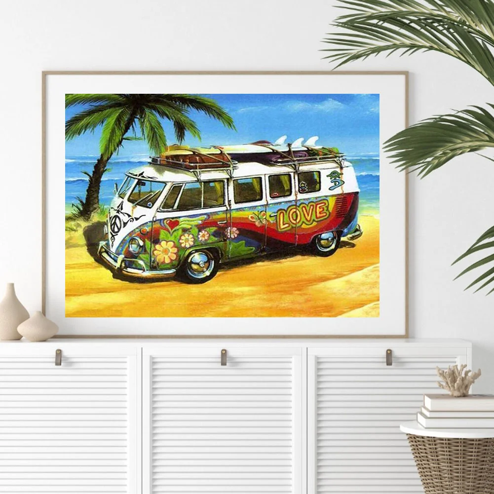 Beach Bus DIY Diamond Painting Kits Full Round Drill Home Wall Decor