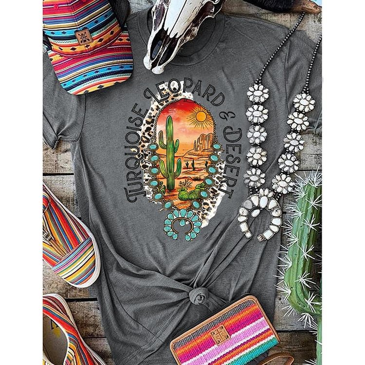 ANB - Turquoise Leopard Retro Tee-05679