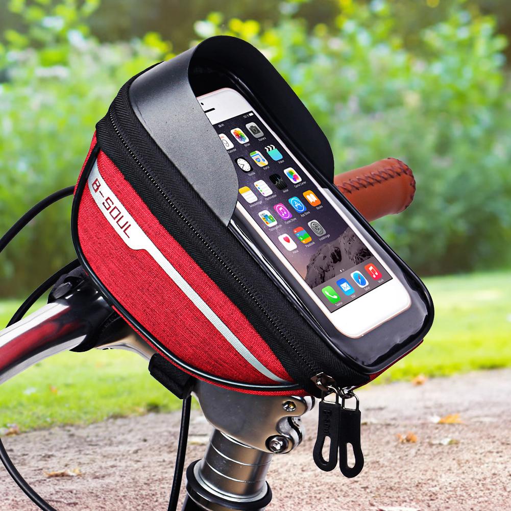 

Bike Front Frame Touch Screen Waterproof Phone Bag Top Tube Pannier, Red, 501 Original