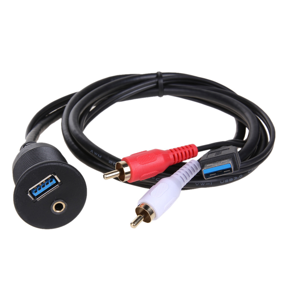 

USB 3.0 & 3.5mm AUX to USB3.0 2 RCA Extension Flush Mount Cable, 501 Original