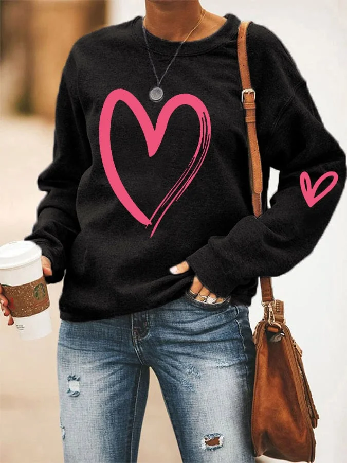 Women's Valentine's Day Love Heart Casual Sweatshirt